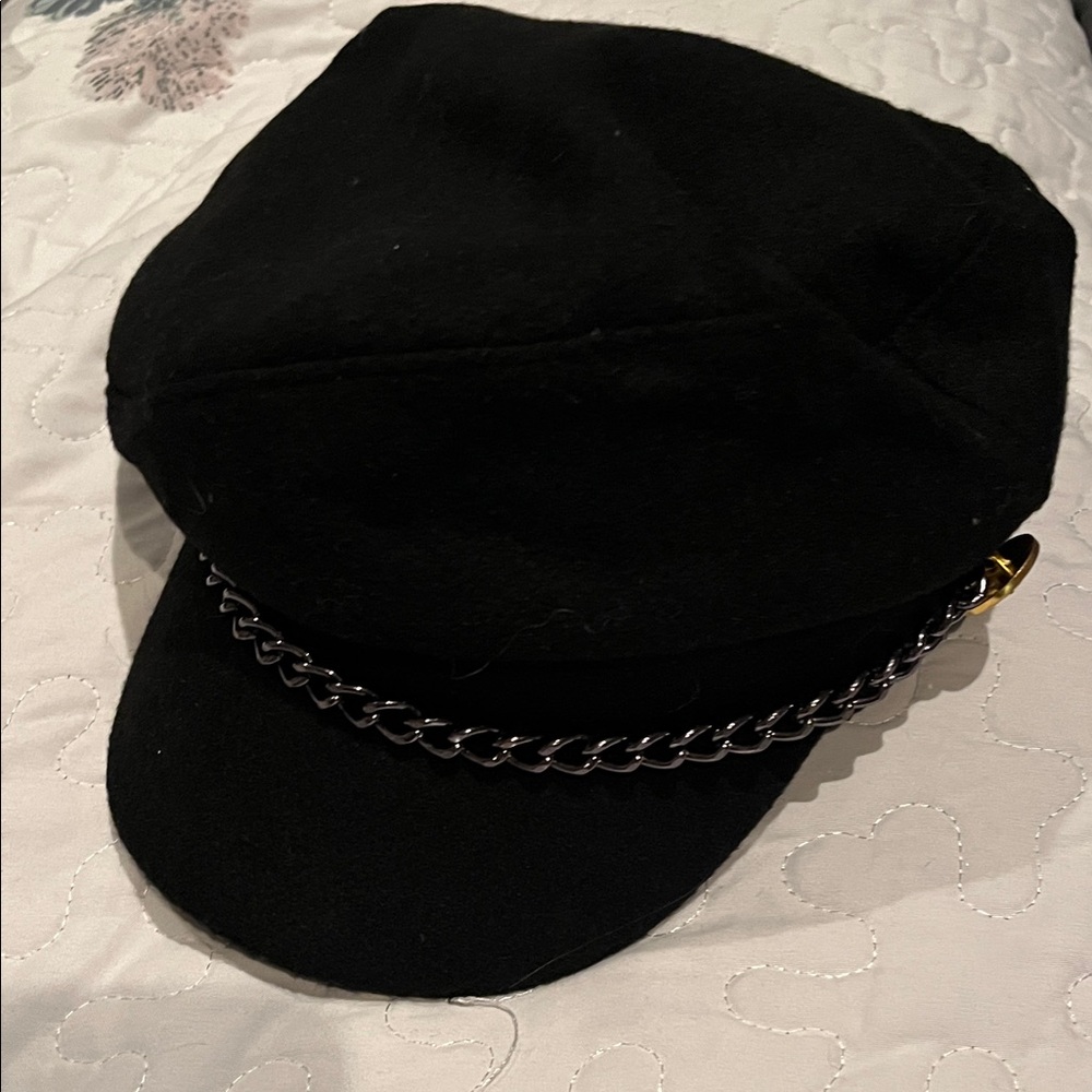 Black Chain-Embellished Cap